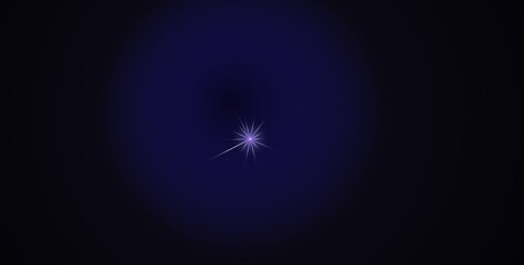 Bright glowing star shining in the center of a dark blue space background © Foysal
