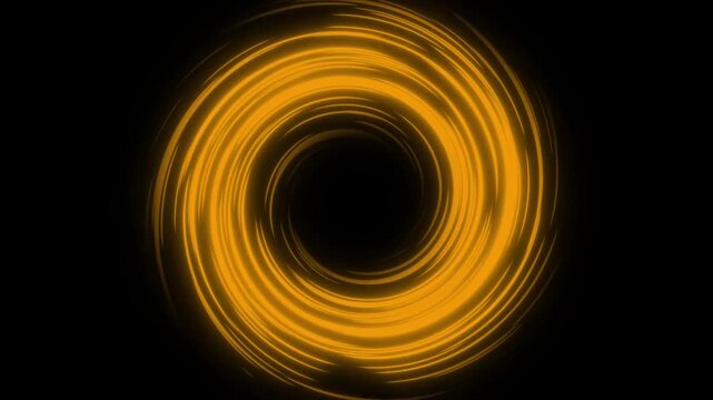 Abstract spiral tunnel with bright center dynamic radial swirls on black background animation, ideal for logo reveals,  4k resolution luxury circle rotates with glowing spin