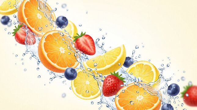 Fruit splash with citrus and berries