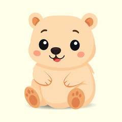 Obraz premium Cute happy baby bear sitting vector. Adorable children bear animal cartoon character illustration.