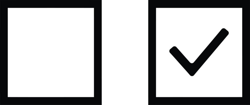 Black square checkbox icons with an empty box and a checked box with a tick mark symbol
