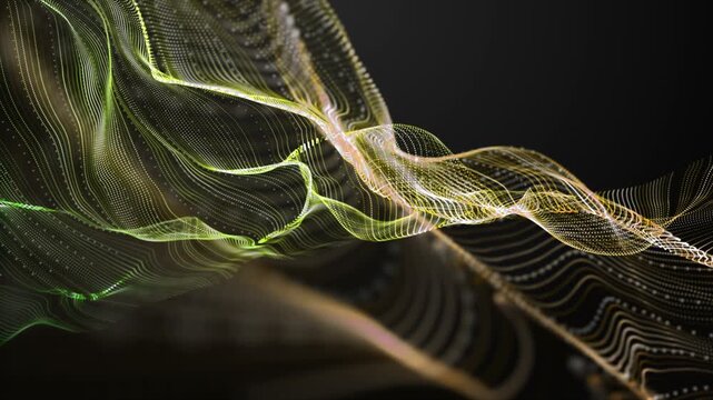 Fantastic video animation with color changing particle wave object in slow motion, 4096x2304 loop 4K