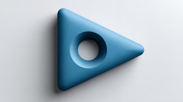 3D blue triangle play button icon on white background, representing cyber monday video marketing, digital media and e-commerce promotion