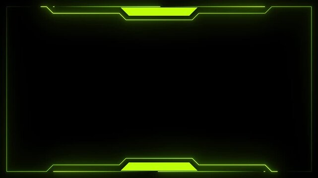 Futuristic glowing green neon hud gaming frame overlay animation loop 4k