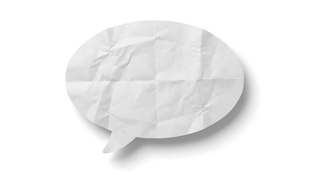Crumpled white paper speech bubble floating