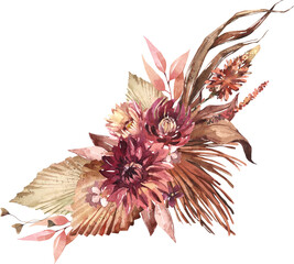 Obraz premium Soft Blush Watercolor Anemone Flowers with Dark Centers and Green Stems