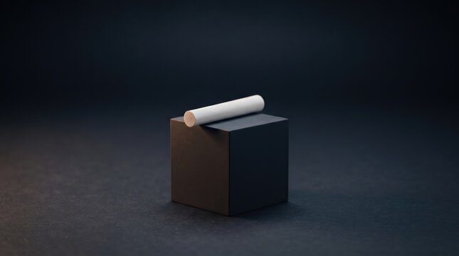 3d World Teachers&rsquo; abstract background new design 2026 Minimalist 3d cylindrical object balanced on a dark cube illustration