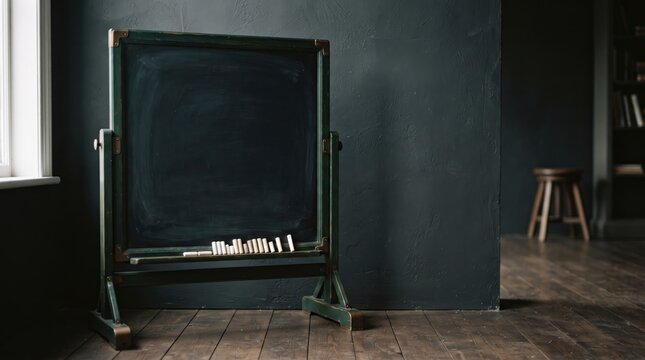 3d World Teachers&rsquo; abstract background new design 2026 Vintage wooden easel with artist brushes and palette on wooden floor illustration