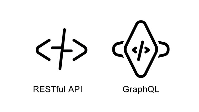 Res tful api and graph ql technology icon set for software development