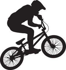Obraz premium BMX rider performing a tabletop jump in mid-air during stunt show