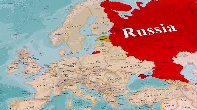Estonia Country Map Baltic Sea Near Russia Animation