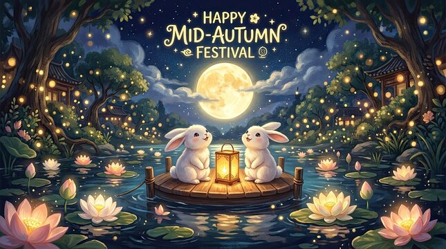 Celebrating the mid autumn festival a time for family reunions mooncakes and lanterns under the radiant full moon's glow