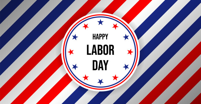 Happy Labor Day Lettering Text Background. Patriotic USA Holiday Banner for American Workers Celebration. Vector Illustration