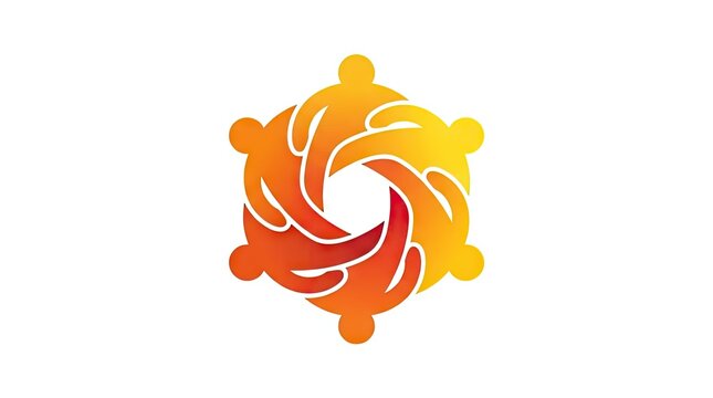 Warm orange circular community logo of human silhouettes.