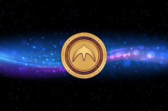 yzy cryptocurrency logos on digital background. 3d illustrations.