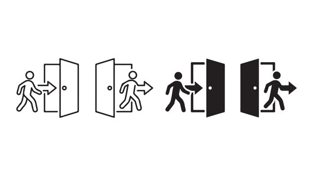 Exit and Enter Door Directional Pictogram Icon Set