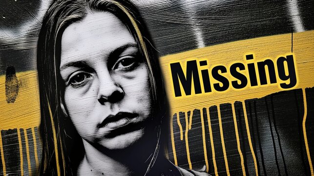 Missing person poster with woman face