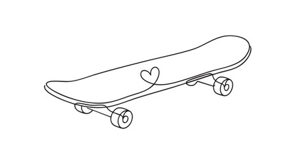 skateboard continuous line art illustration featuring minimalist © Ismail