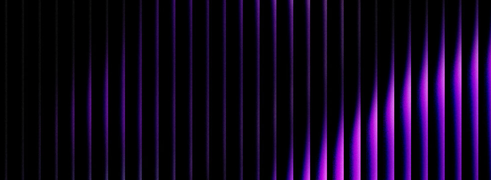 Abstract background with vertical glowing purple stripes and light waves