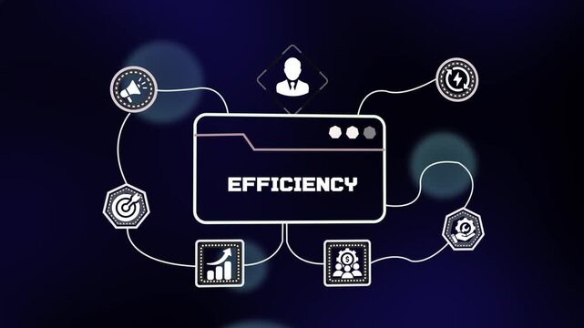 Business Efficiency concept featuring optimized operations, digital automation, workflow management, performance analytics, strategic planning and enterprise growth.