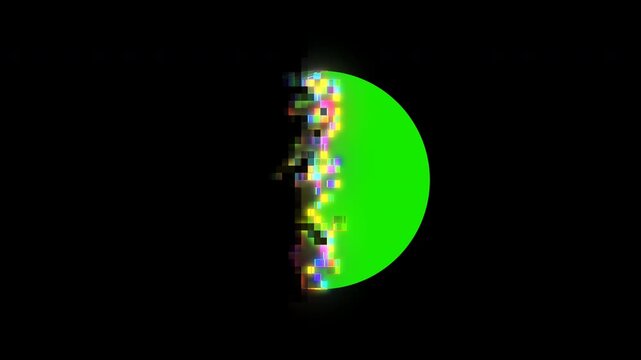 Logo reveal featuring a green screen and pixel scan effect animation. You can replace this circular green screen area with a logo, photo, or anything else you like.