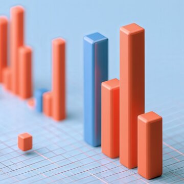 Abstract data visualization with colorful bar graph elements