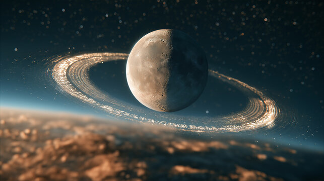 Mid-Autumn cognition enlightenment concept, ancient moon crack revealing rational scientific light, constellation counting rod halo rising, divinity to human knowledge, cultural evolution education po