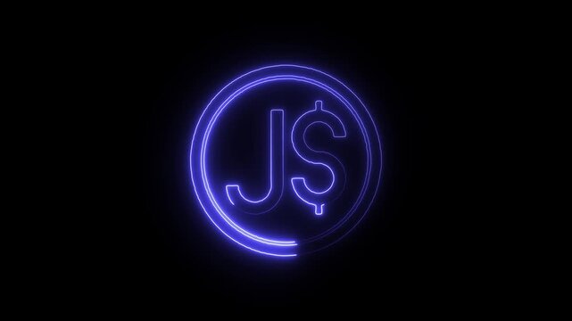 Flicker neon vedio js lettering logo glowing in a circle against black background a stylish blue showing the initials js enclosed in sign