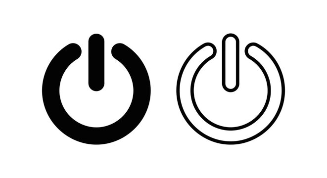 Power button icon in solid and outline styles against a white background