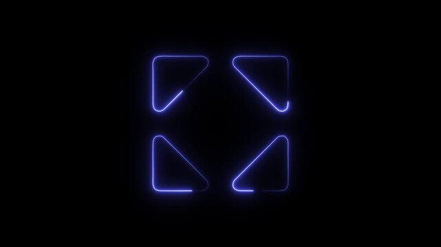 Flicker neon vedio blue neon corner frame on dark background a sleek light showcasing four framing lines pulsing on a black glowing borders abstract modern design