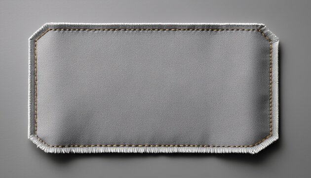 blank light gray fabric rectangular patch stitched edges