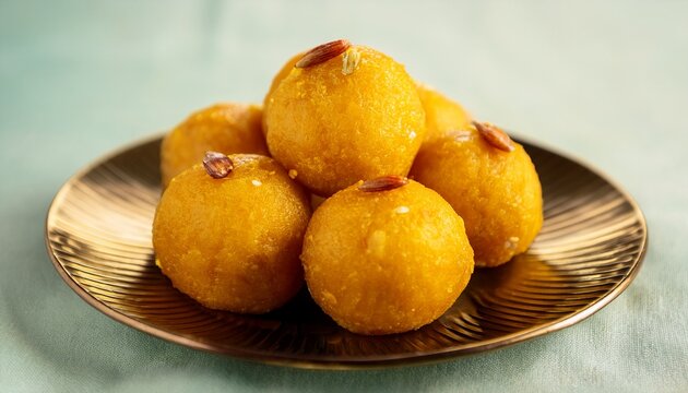 crispy golden laddu besan laddu perfectly round rich saffron yellow
