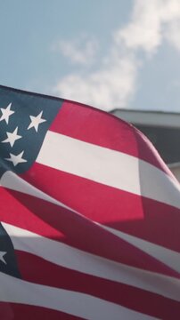 American flag waving proudly in the wind