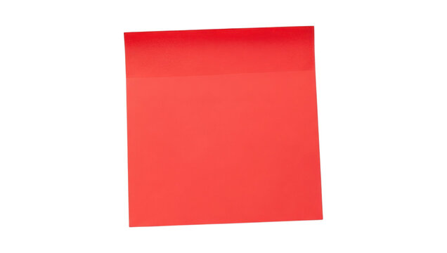 Blank red sticky note paper isolated for messages reminders and notes.