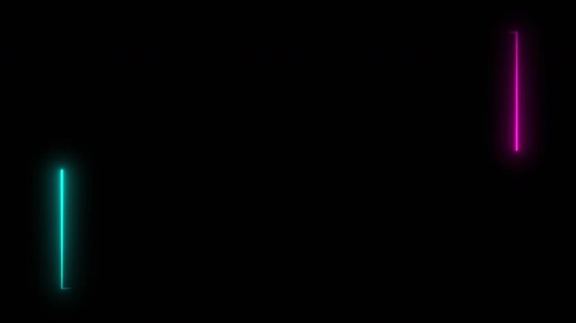 pink and cyan Glowing neon frame animation 4k video on black background