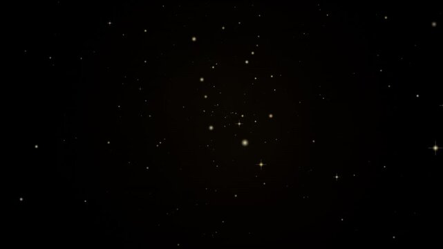 Sparkling golden starfield animated background with twinkling celestial bodies and a bright shining star on a dark cosmic expanse holiday greetings