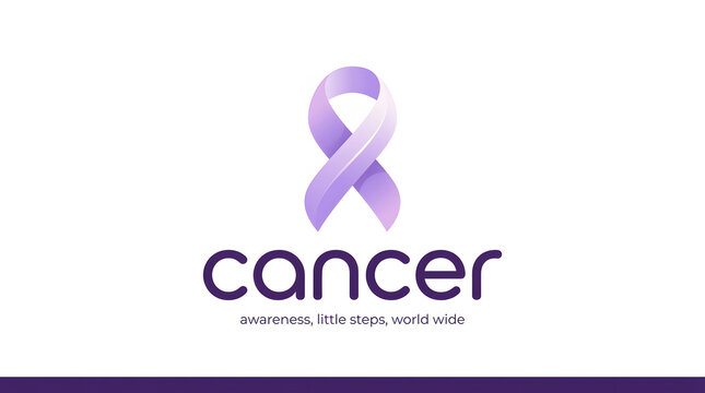 Purple ribbon symbolizing cancer awareness and hope for recovery