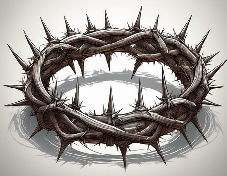 detailed crown of thorns with realistic texture and symbolic design isolated on white background
