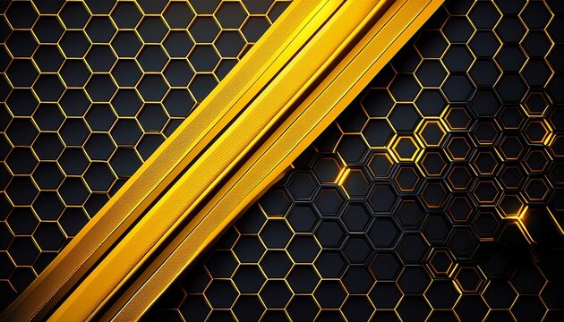 hexagonal grid pattern with a yellow diagonal stripe on a black background