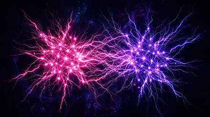Obraz premium Abstract energetic explosion of pink and purple light particles