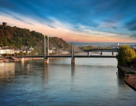 koln dom am rhein mit brucke skyline