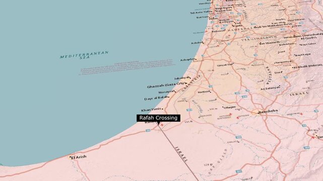 Rafah Crossing Location Map Gaza Strip Border Animation