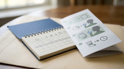 Obraz premium Clinical trial dosing diary resting beside a folded participant instruction card