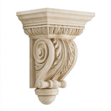 Ornate architectural corbel with acanthus leaf carvings