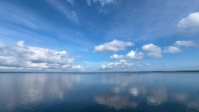 Calm sea under blue sky. waterline. sea water surface. mockup. product display. minimalistic. abstract background. 