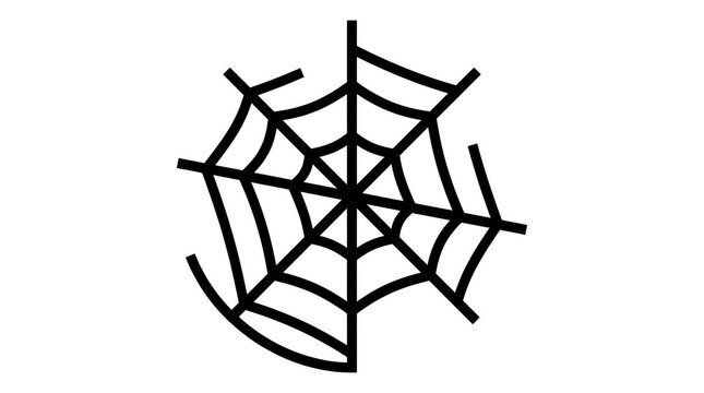 Spider web vector icon design for Halloween graphic elements, creepy nature symbol, spooky arachnid trap silhouette for web design