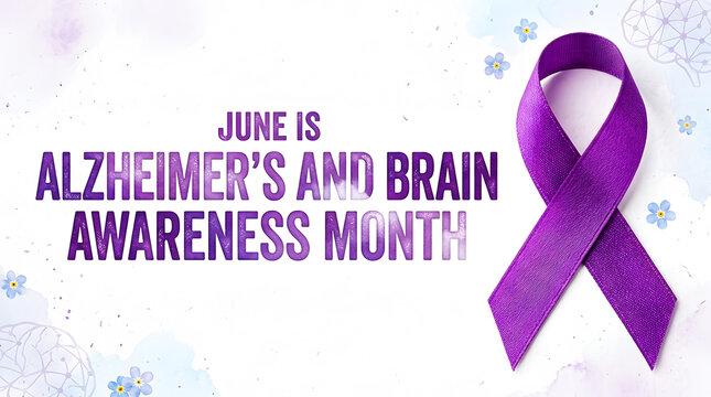Alzheimer's and brain awareness month purple ribbon illustration