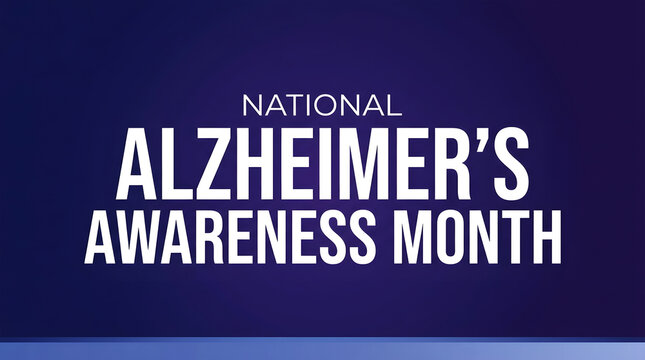 National alzheimers awareness month textured typography on dark blue