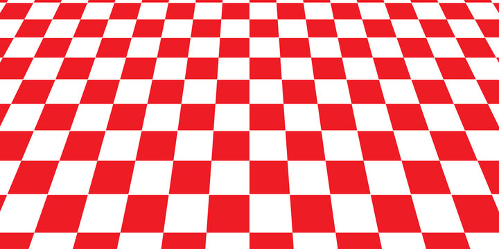 Checkerboard print red with white, Red squares in checkerboard pattern, Checkers line start rally race, Vector illustration.