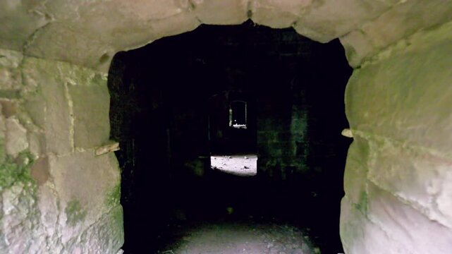 Dark rooms beneath Twizel castle on the Scottish borders